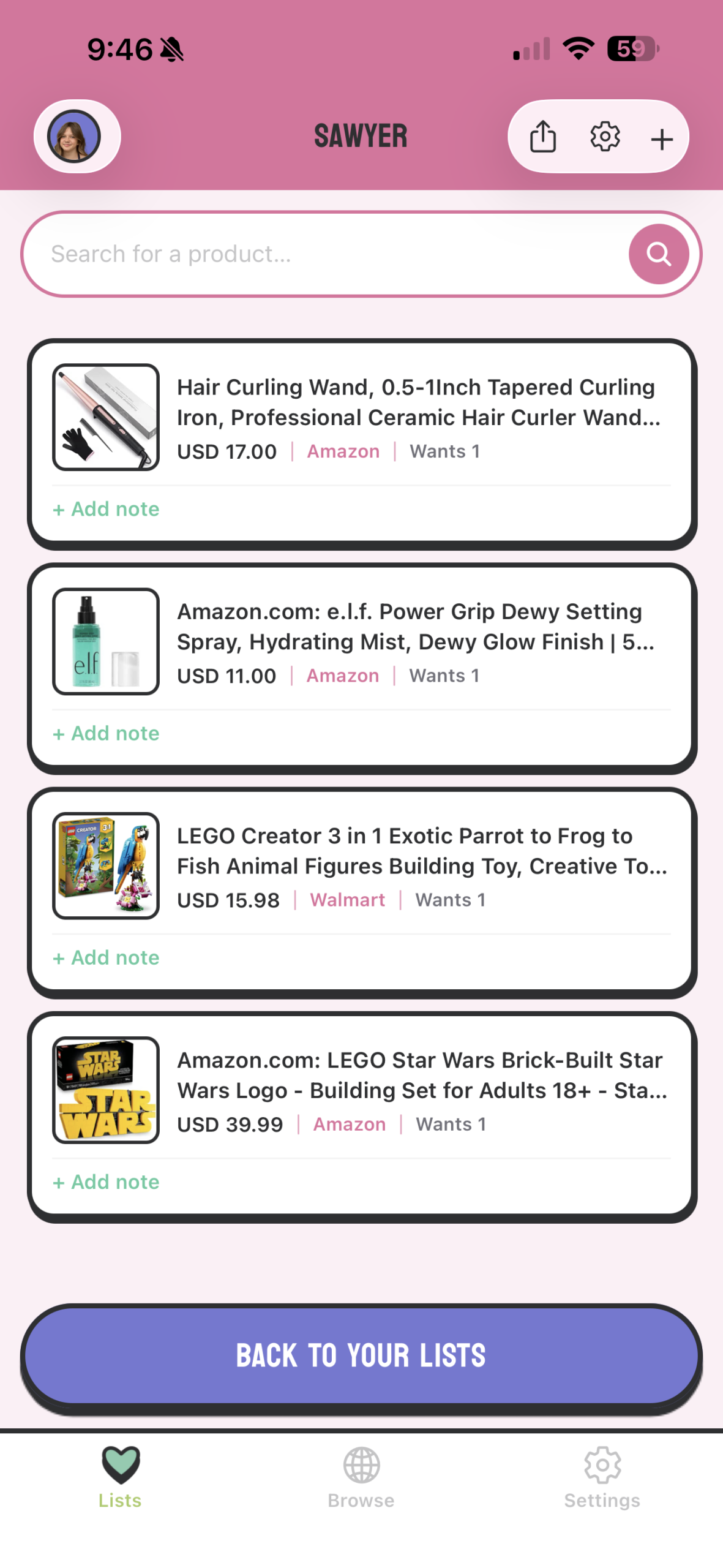 Wantzit mobile app: a wishlist with saved items from different stores