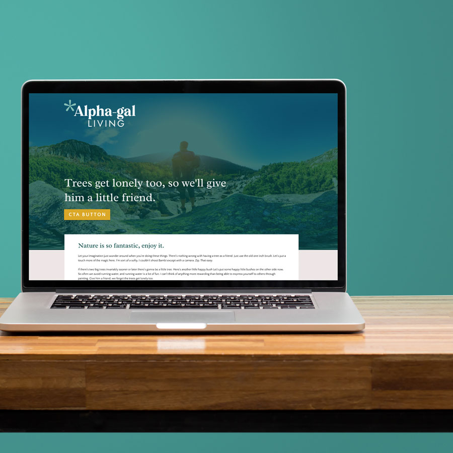 Alpha-Gal Living landing page on a laptop