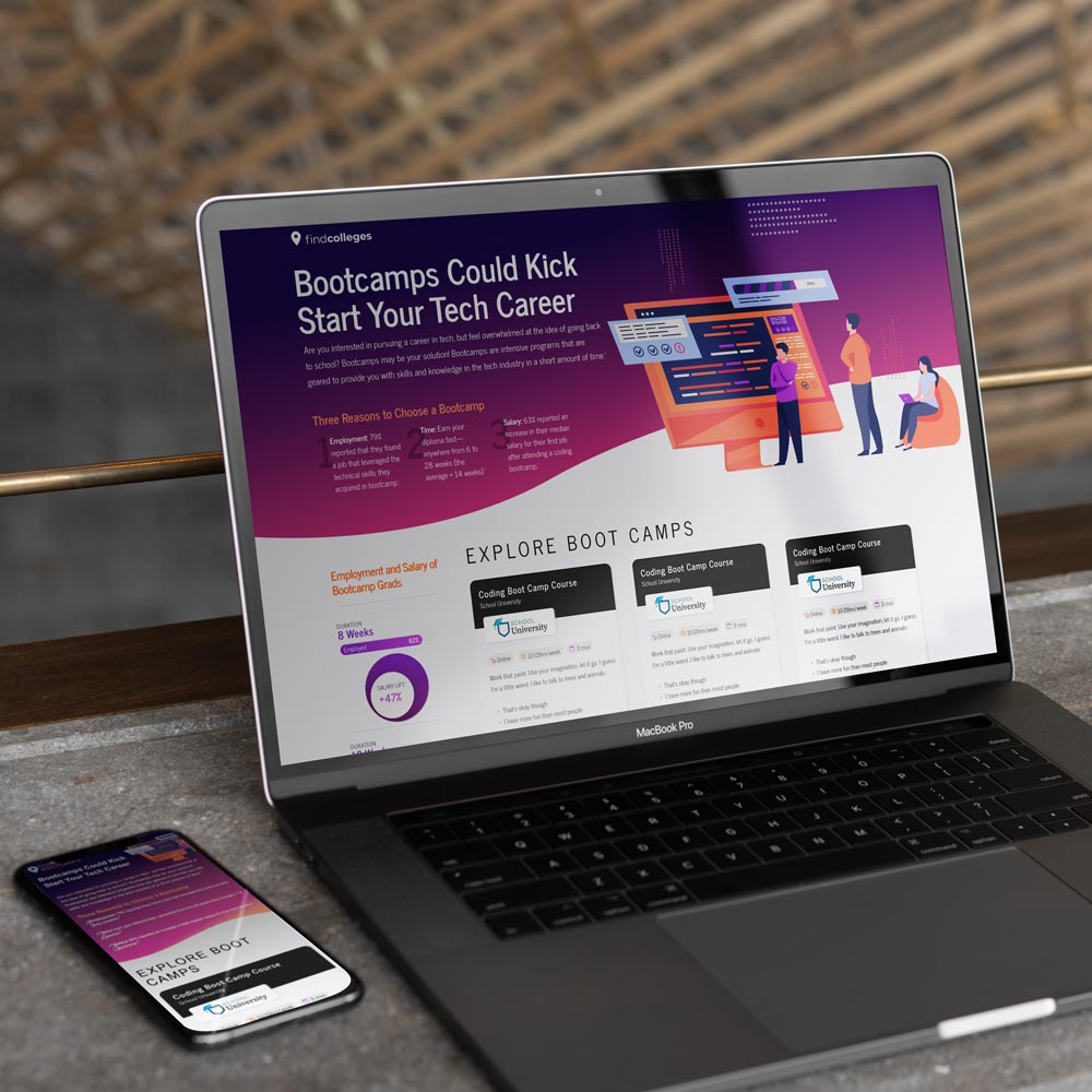 Bootcamp ad product on a laptop and phone