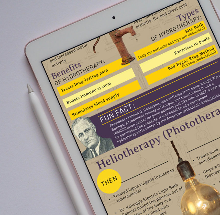 Heliotherapy infographic on a tablet