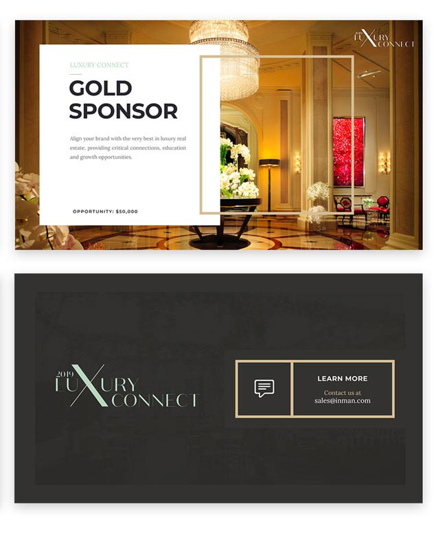 Luxury Connect sponsorship deck: gold sponsor page