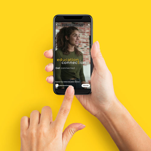 Education Connection video playing on a phone